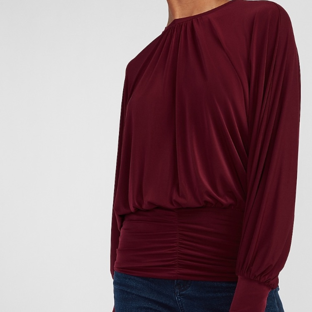 NWT Express Ruched Banded Bottom Dolman Sleeve Top